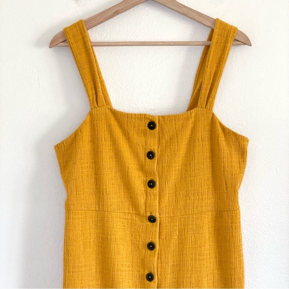 Madewell Texture & Thread Button Front Rank Dress Tungsten Glow Yellow Medium - Picture 7 of 16